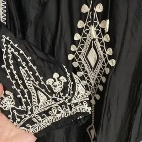 New With Tags!  ZARA  Black Maxi/Boho Dress with Cream Embroidery, Size M (NWT) - Picture 12 of 14